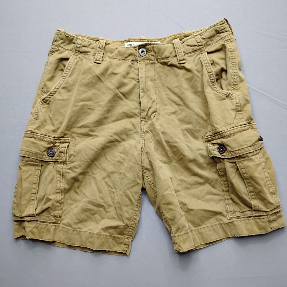 American Eagle Outfitters Mens Classic Cargo Shorts Tan Khaki Size 38